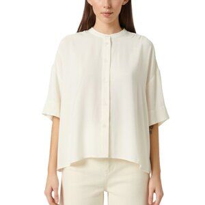 SOAKED IN LUXURY Cattie Butter Yellow 3/4 Sleeve Cream Button Front Blouse M